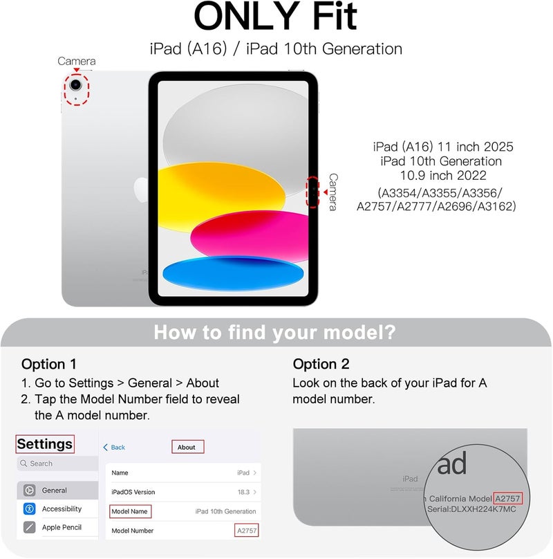 Jetech Rotating Case for iPad (A16) 11th/10th Generation (2025/2022) with Pencil Holder, 360 Degree Rotation Protective Stand Cover Clear Back, Auto Wake/Sleep (Blue) - Image 2